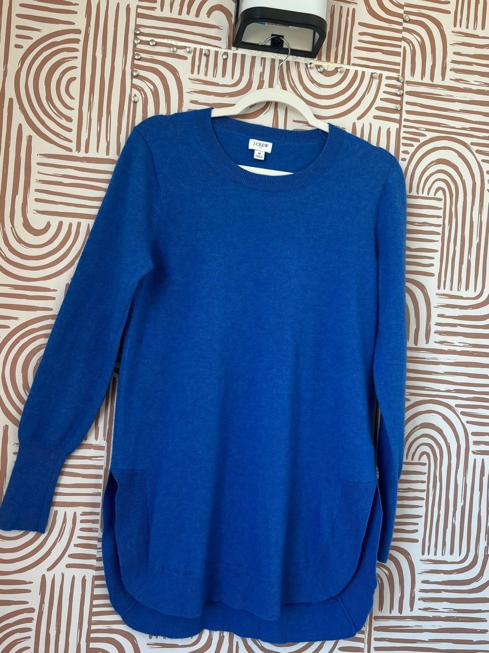 J. Crew Cobalt Crewneck Long-Sleeve Tunic Sweater